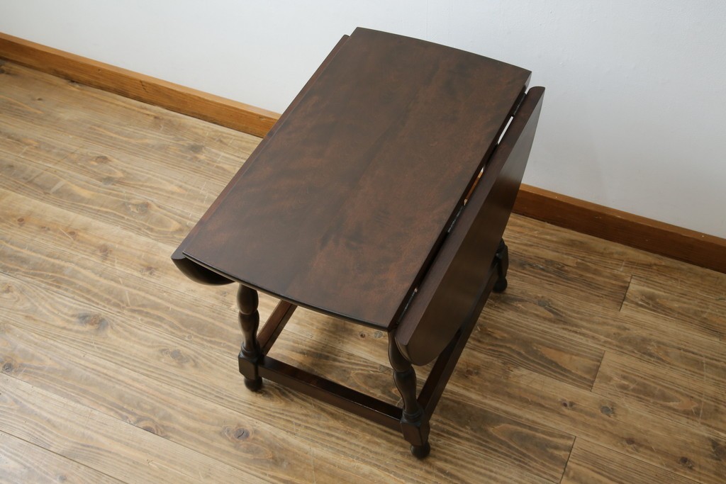 中古　松本民芸家具　凝った脚のデザインが魅力の#83型バタフライテーブル　定価約15万円　(R-067010)