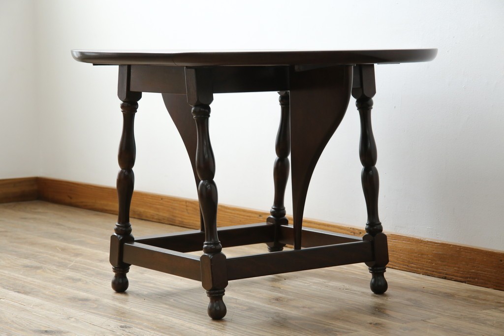 中古　松本民芸家具　凝った脚のデザインが魅力の#83型バタフライテーブル　定価約15万円　(R-067010)