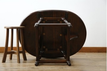 中古　松本民芸家具　凝った脚のデザインが魅力の#83型バタフライテーブル　定価約15万円　(R-067010)