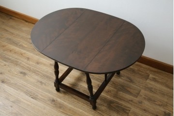 中古　松本民芸家具　凝った脚のデザインが魅力の#83型バタフライテーブル　定価約15万円　(R-067010)