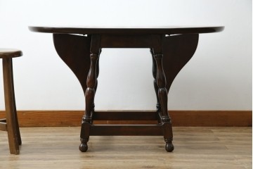 中古　松本民芸家具　凝った脚のデザインが魅力の#83型バタフライテーブル　定価約15万円　(R-067010)