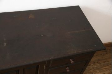 和製ビンテージ　激レア　希少　特注品!!　松本民芸家具　ボールフット型　両面使いできる優れもの!!クラシカルなデザインがお洒落なカウンターテーブルサイドボード(収納棚、戸棚、サイドキャビネット、ヴィンテージ)(R-067014)