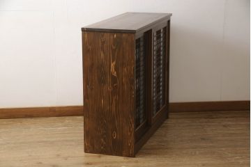 ラフジュ工房オリジナル　古建具リメイク　香の図模様が目を引くサイドボード(収納棚、戸棚、サイドキャビネット、組子)(R-067015)