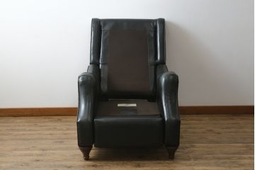 中古　DREXEL HERITAGE(ドレクセルヘリテイジ)　Upholstery(アップホルスタリー)コレクション　本革(レザー)　高級感溢れる佇まいが魅力のリクライニング付き1人掛けソファ(一人掛けソファ、1P、パーソナルチェア、ラウンジチェア、リクライニングソファ、アームソファ、フットレスト)(R-067021)
