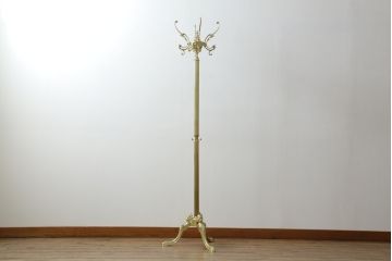 新品未使用　イタリア製　組み立て式　真鍮(しんちゅう)　ゴージャスな装飾が空間に華やぎをもたらすコートハンガー(ポールハンガー、ホールハンガー、帽子掛け、店舗什器)(定価約5万円)(R-067046)