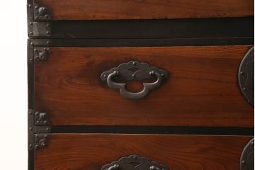 和製アンティーク　前面欅(ケヤキ)材　味わい深い風合いが魅力の米沢箪笥ローボード(テレビ台、テレビボード、ローチェスト、収納たんす、時代箪笥、引き出し)(R-067126)