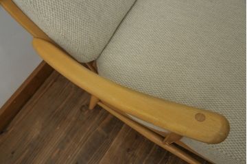 イギリスビンテージ　希少!　ERCOL(アーコール)　くつろぎの空間を演出する3人掛けソファとオットマンのセット(三人掛けソファ、3P、アームソファ、トリプルソファ、フットスツール、ヴィンテージ、英国、北欧)(R-067129)