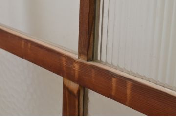 アンティーク建具　大正ロマンを感じさせるモールガラス入り幅広ガラス戸1枚(引き戸)(R‐067170)