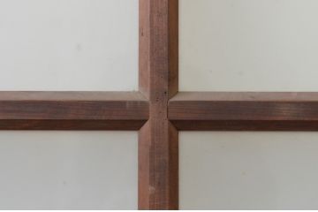 アンティーク建具　レトロな雰囲気が魅力的なマス目(升目)のガラス戸1枚(引き戸)(R‐067176)