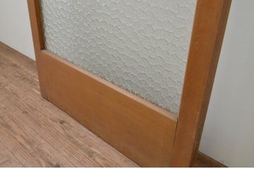 和製ビンテージ　昭和レトロな雰囲気が魅力的なプレスガラス入りのガラス戸1枚(引き戸)(R‐067180)