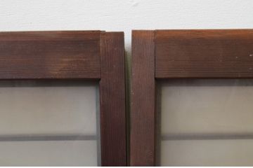 アンティーク建具　美しい鯉の彫刻が目を惹くガラス入り書院戸2枚セット(窓、ガラス戸、引き戸)(R‐067182)