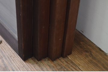 アンティーク建具　のどかな野の様子を表現したガラス入り書院戸4枚セット(窓、引き戸、ガラス戸)(R-067183)