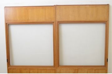 ビンテージ建具　大正ロマンの香り漂うモールガラス入りのレトロな引き戸2枚セット(引き戸、ガラス戸、板戸、ヴィンテージ)(R-067184)