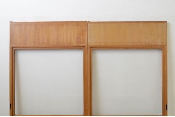 ビンテージ建具　大正ロマンの香り漂うモールガラス入りのレトロな引き戸2枚セット(引き戸、ガラス戸、板戸、ヴィンテージ)(R-067184)