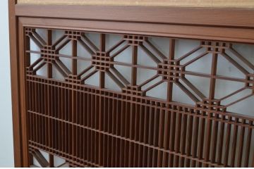 アンティーク建具　和の空間作りにもおすすめな組子格子入りの引き戸2枚セット(引き戸、ガラス戸)(R-067185)