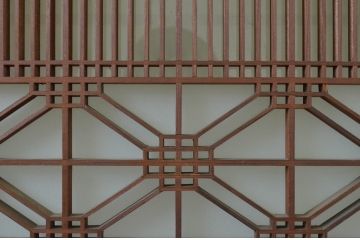 アンティーク建具　和の空間作りにもおすすめな組子格子入りの引き戸2枚セット(引き戸、ガラス戸)(R-067185)