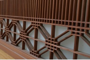 アンティーク建具　和の空間作りにもおすすめな組子格子入りの引き戸2枚セット(引き戸、ガラス戸)(R-067185)