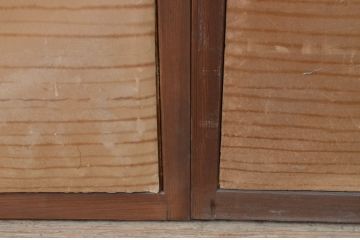 アンティーク建具　和の空間作りにもおすすめな組子格子入りの引き戸2枚セット(引き戸、ガラス戸)(R-067185)