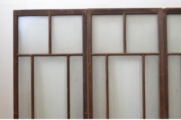 アンティーク建具　大正ロマンスタイルのお部屋作りにおすすめな幅狭ガラス戸4枚セット(引き戸)(R-067186)