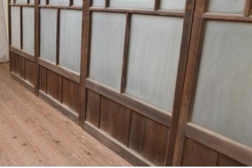 アンティーク建具　大正ロマンスタイルのお部屋作りにおすすめな幅狭ガラス戸4枚セット(引き戸)(R-067186)