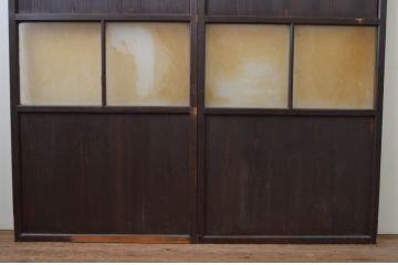 アンティーク建具　和の趣溢れるガラス帯戸2枚セット(引き戸、ガラス戸)(R-067187)