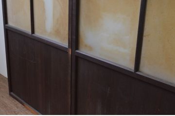 アンティーク建具　和の趣溢れるガラス帯戸2枚セット(引き戸、ガラス戸)(R-067187)