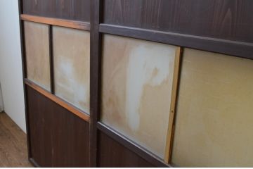 アンティーク建具　和の趣溢れるガラス帯戸2枚セット(引き戸、ガラス戸)(R-067187)
