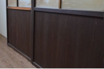 アンティーク建具　和の趣溢れるガラス帯戸2枚セット(引き戸、ガラス戸)(R-067187)