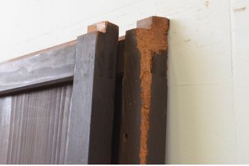 アンティーク建具　和の趣溢れるガラス帯戸2枚セット(引き戸、ガラス戸)(R-067187)