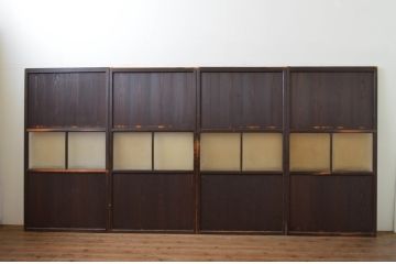 アンティーク建具　和の趣溢れるガラス帯戸4枚セット(引き戸、ガラス戸)(R-067188)