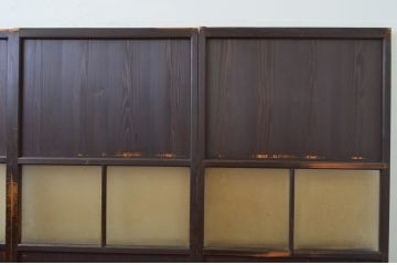 アンティーク建具　和の趣溢れるガラス帯戸4枚セット(引き戸、ガラス戸)(R-067188)