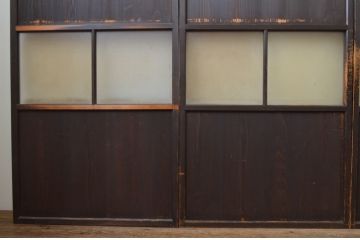 アンティーク建具　和の趣溢れるガラス帯戸4枚セット(引き戸、ガラス戸)(R-067188)