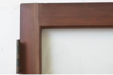 アンティーク建具　上手物!!　ガラスノブ付き　味わい深い木味のガラス扉1枚(木製扉、ドア)(R-067189)