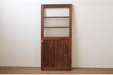 アンティーク建具　上手物!!　ガラスノブ付き　味わい深い木味のガラス扉1枚(木製扉、ドア)(R-067189)