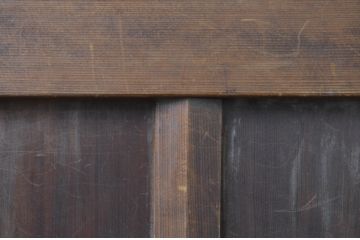アンティーク建具　上手物!!　ガラスノブ付き　味わい深い木味のガラス扉1枚(木製扉、ドア)(R-067189)