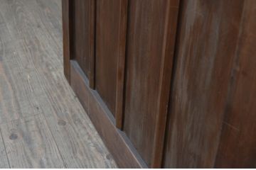アンティーク建具　上手物!!　ガラスノブ付き　味わい深い木味のガラス扉1枚(木製扉、ドア)(R-067189)