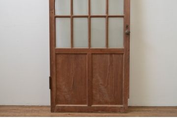 アンティーク建具　大正ロマン　希少な背高サイズ!!古い木味が魅力のガラス扉1枚(木製扉、ドア)(R-067191)