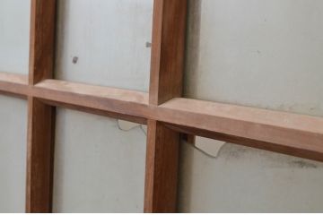 アンティーク建具　大正ロマン　希少な背高サイズ!!古い木味が魅力のガラス扉1枚(木製扉、ドア)(R-067191)