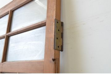 アンティーク建具　大正ロマン　希少な背高サイズ!!古い木味が魅力のガラス扉1枚(木製扉、ドア)(R-067191)