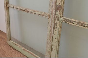 アンティーク建具　ペイント仕上げ限定　シンプルなデザインでインテリアに取り入れやすいペイントガラス窓2枚セット(引き戸、ガラス戸)(R-067192)