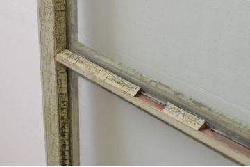 アンティーク建具　ペイント仕上げ限定　シンプルなデザインでインテリアに取り入れやすいペイントガラス窓2枚セット(引き戸、ガラス戸)(R-067192)
