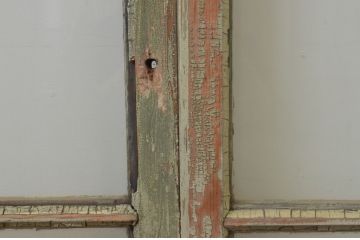 アンティーク建具　ペイント仕上げ限定　シンプルなデザインでインテリアに取り入れやすいペイントガラス窓2枚セット(引き戸、ガラス戸)(R-067192)
