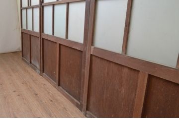 アンティーク建具　大正ロマン　ノスタルジックな雰囲気漂うガラス戸3枚セット(引き戸)(R-067193)