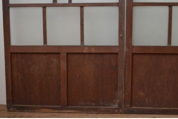 アンティーク建具　大正ロマン　ノスタルジックな雰囲気漂うガラス戸3枚セット(引き戸)(R-067194)