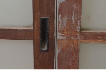 アンティーク建具　大正ロマン　ノスタルジックな雰囲気漂うガラス戸3枚セット(引き戸)(R-067194)
