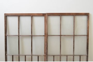 アンティーク建具　大正ロマン　レトロな雰囲気漂うガラス窓2枚セット(引き戸、ガラス戸)(R-067196)