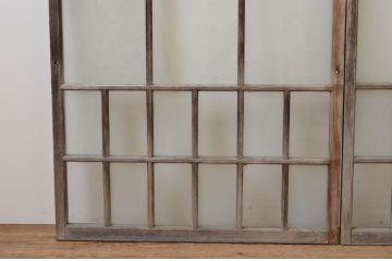 アンティーク建具　大正ロマン　レトロな雰囲気漂うガラス窓2枚セット(引き戸、ガラス戸)(R-067196)