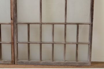 アンティーク建具　大正ロマン　レトロな雰囲気漂うガラス窓2枚セット(引き戸、ガラス戸)(R-067196)
