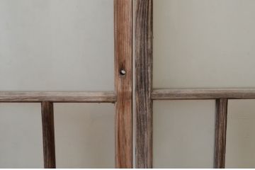 アンティーク建具　大正ロマン　レトロな雰囲気漂うガラス窓2枚セット(引き戸、ガラス戸)(R-067196)