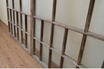 アンティーク建具　大正ロマン　レトロな雰囲気漂うガラス窓2枚セット(引き戸、ガラス戸)(R-067196)